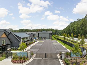 A gated entrance to a residential area 